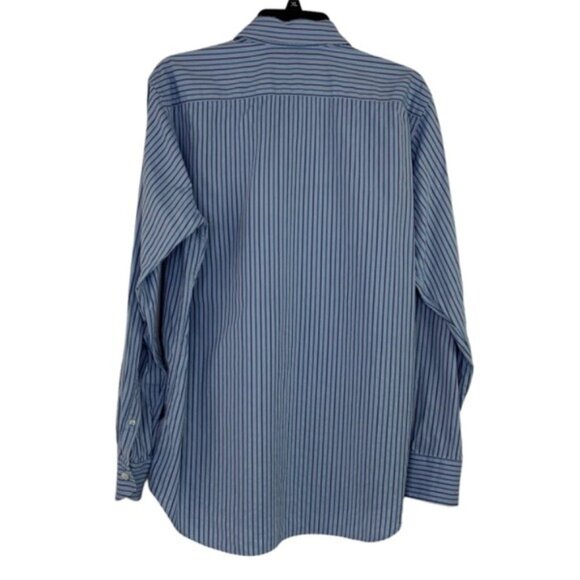 Canali Long Sleeve Button Down Shirt Blue Vertical Stripe - Picture 6 of 6